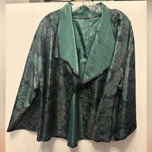 Elegant Handmade Green Silk Floral Jacket